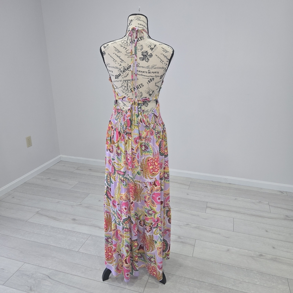 Chelsea & Violet Pink Multicolor Floral Halter Maxi Dress Size X Large NWT - Picture 3 of 9